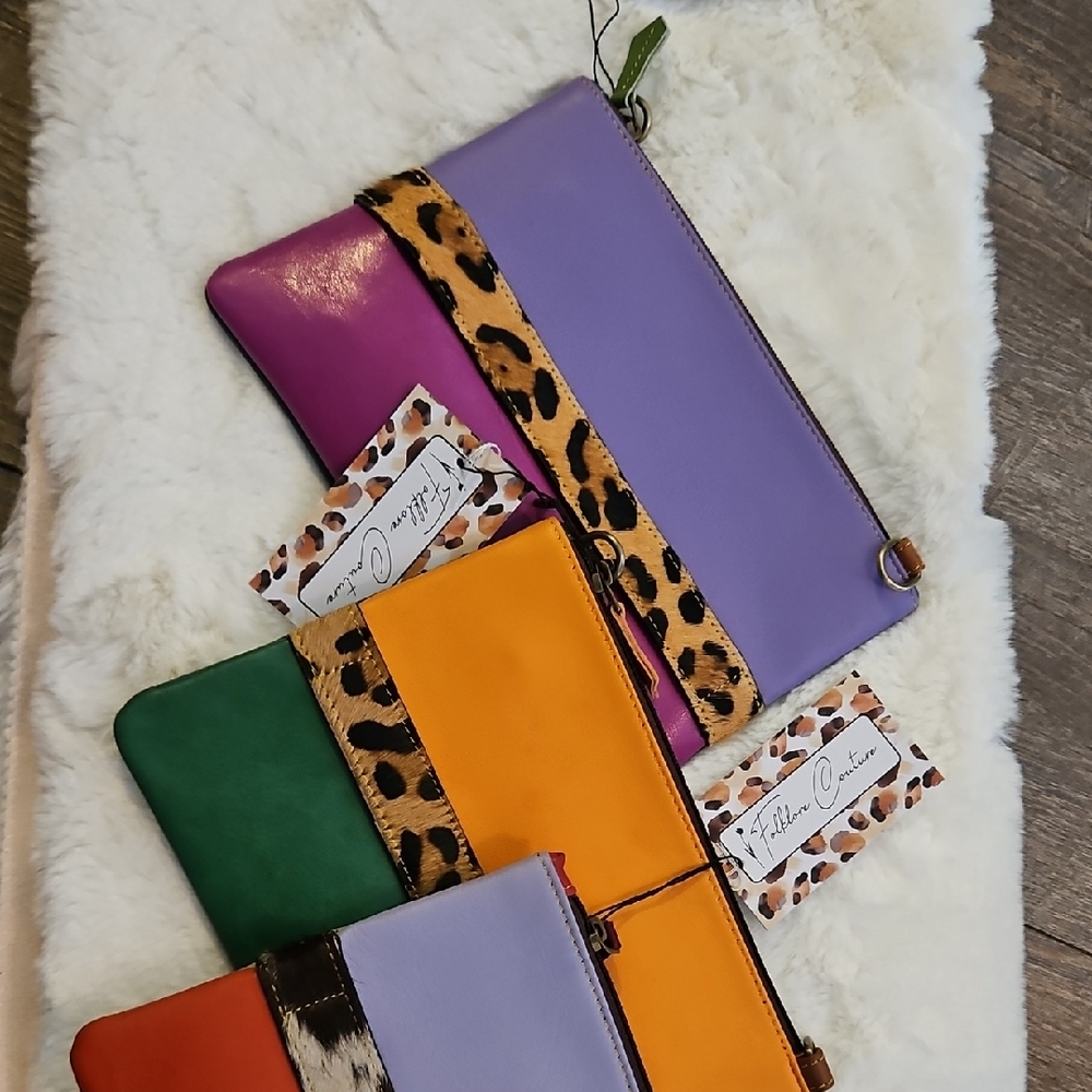 Colorful Women's Clutches with Animal Print Accent